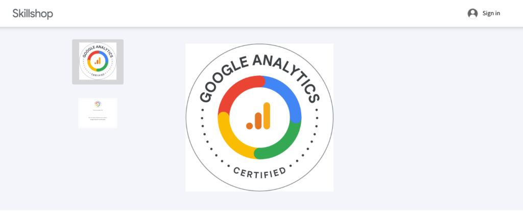 Google Analytics GA4 證書獎章