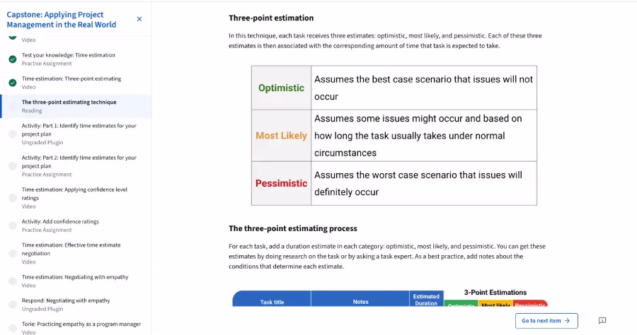 吉莉數位｜Lucky Nomads-Google PM Capstone 三角分佈三點估算法示意圖，用於網站改版專案時間估算